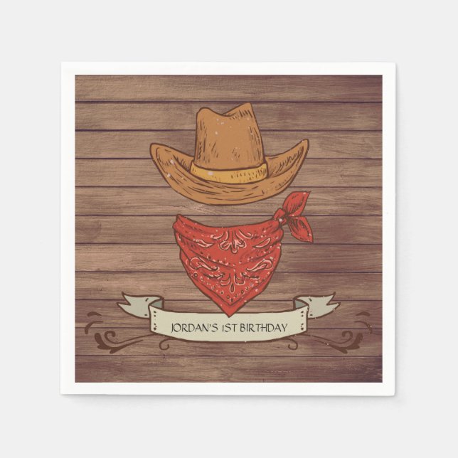 Cowboy Country Birthday Party Napkin (Front)