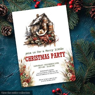 Cowboy country Christmas party printable card