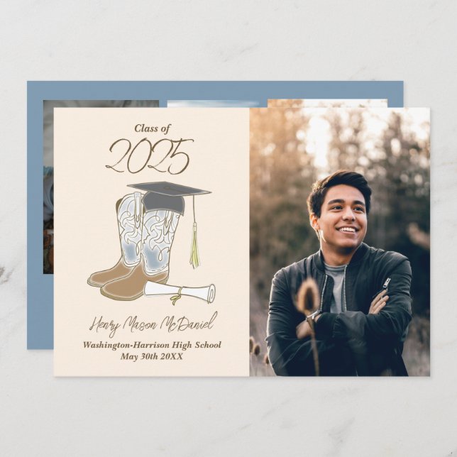 Cowboy Country Photo Graduation Announcement (Front/Back)