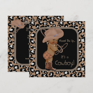 Cowboy Country Western Baby Shower Ethnic Invitation