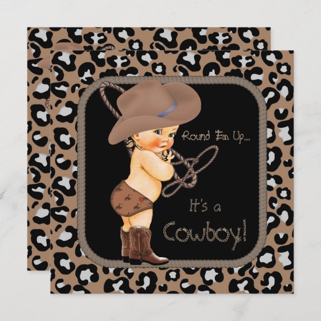 Cowboy Country Western Baby Shower Invitation (Front/Back)
