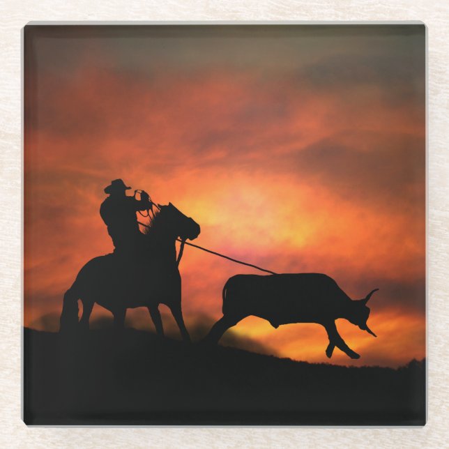 Cowboy Country Western Drink Glass Coaster (Front)