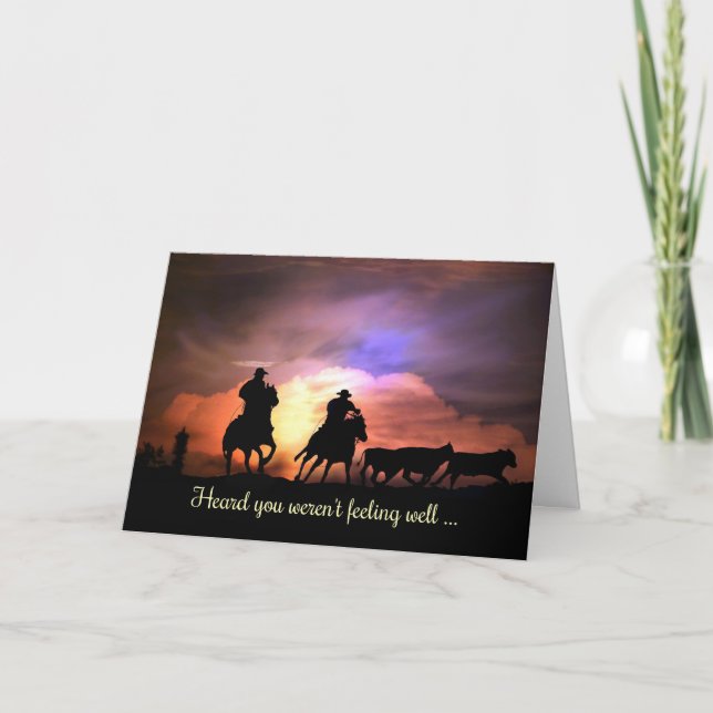 Cowboy Country Western Get Well Card (Front)