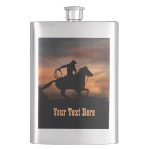 Cowboy Country Western Horseback Custom Hip Flask