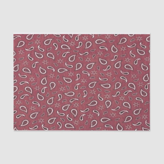 Cowboy country western red paisley star rustic tissue paper (Front)