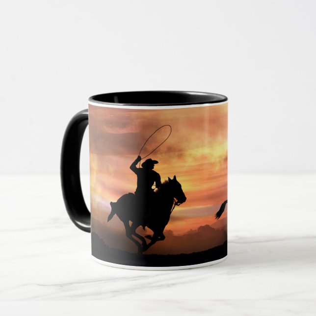 Cowboy Country Western Rodeo Roping Wild Horse Mug (Front Left)
