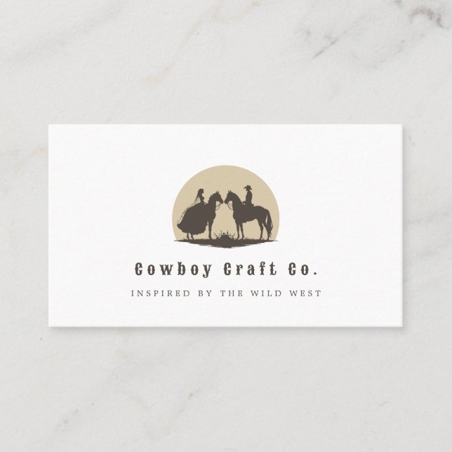 Cowboy couple horseback business card (Front)
