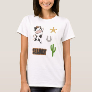 Cowboy Cow Beef Saloon Western Sticker Set T-Shirt
