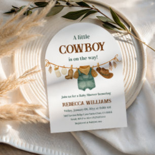 Cowboy Cow Print Clothesline Western Baby Shower Invitation