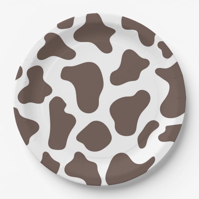 Cowboy Cow Print Wild West Western Rodeo Party Paper Plate (Front)