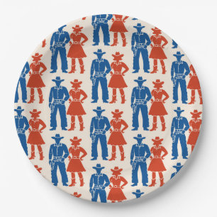 Cowboy & Cowgirl Americana Paper Plate