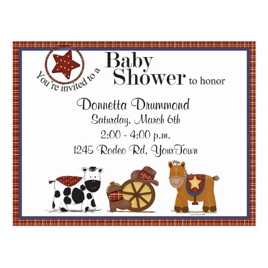 Cowboy/Cowgirl Baby Shower Invitation Postcard