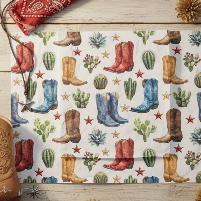 Cowboy Cowgirl Boots Western Cactus  Tissue Paper (Creator Uploaded)