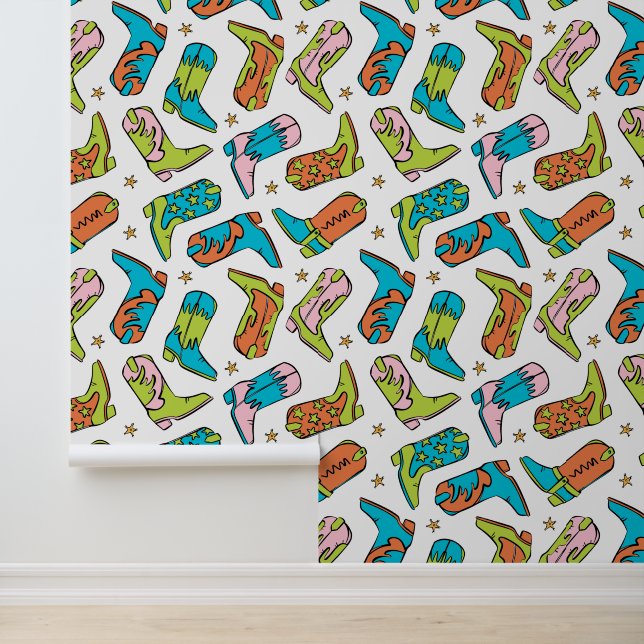 Cowboy Cowgirl Boots Western Pattern Wallpaper (Application)