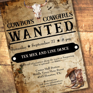 Cowboy cowgirl event invitation
