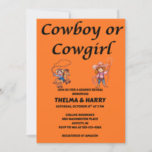 Cowboy Cowgirl Gender Reveal Party Invitation