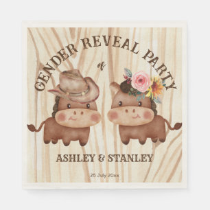 Cowboy cowgirl gender reveal rustic party napkin