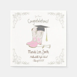 Cowboy Cowgirl Graduation Country Western Party Napkin