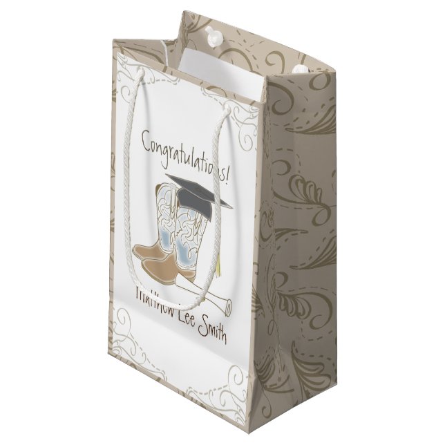 Cowboy Cowgirl Graduation Country Western Party Small Gift Bag (Front Angled)