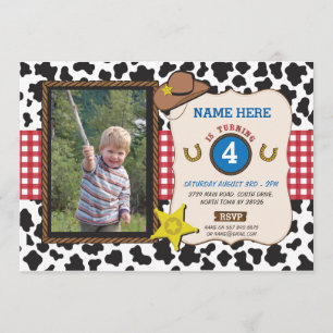 Cowboy Cowgirl Photo Birthday Party Cow Boy Invite
