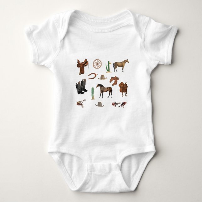 Cowboy Cowgirl Rodeo Country Pattern Baby Bodysuit (Front)