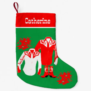 Cowboy Cowgirl Rodeo Western Shirts Merry Small Christmas Stocking
