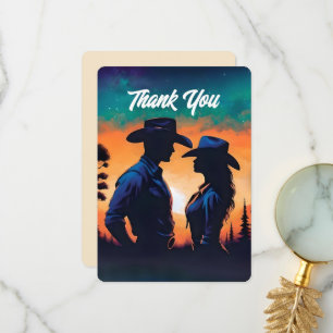 Cowboy & Cowgirl Sunset Thank You Card
