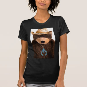 Cowboy Cowgirl Teddy Bear Western Turquoise Hat T-Shirt