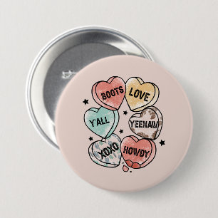 Cowboy Cowgirl Theme Hearts 7.5 Cm Round Badge