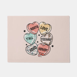 Cowboy Cowgirl Theme Hearts Doormat