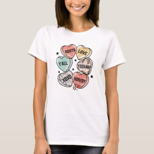 Cowboy Cowgirl Theme Hearts T-Shirt