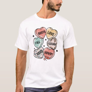 Cowboy Cowgirl Theme Hearts T-Shirt