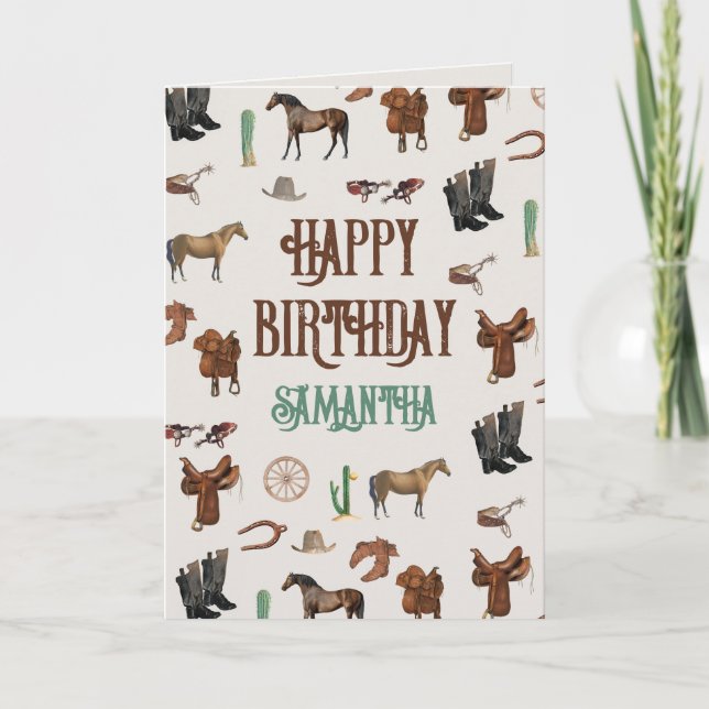 Cowboy Cowgirl Western Rodeo Country Birthday Card (Front)