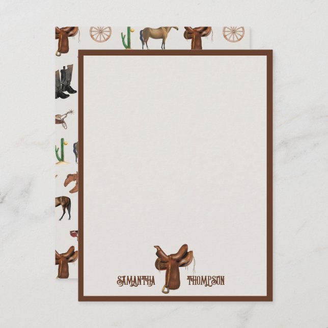 Cowboy Cowgirl Western Rodeo Country Name Card (Front/Back)