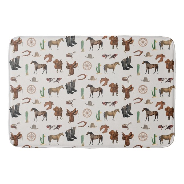 Cowboy Cowgirl Western Rodeo Country Pattern Bath Mat (Front)