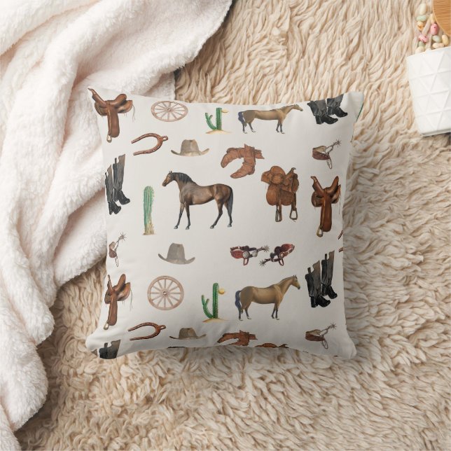 Cowboy Cowgirl Western Rodeo Country Pattern Cushion (Blanket)