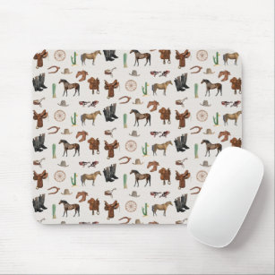 Cowboy Cowgirl Western Rodeo Country Pattern Mouse Pad