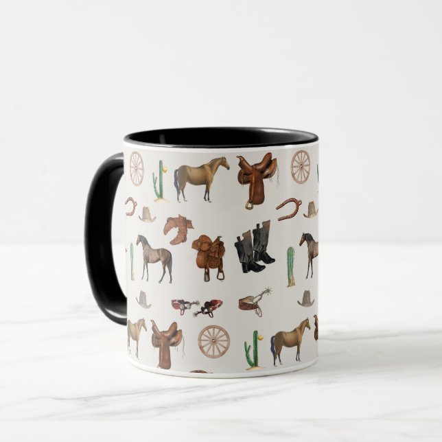 Cowboy Cowgirl Western Rodeo Country Pattern Mug (Front Left)