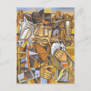 Cowboy cubism Original Art Postcard
