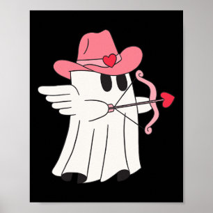 Cowboy Cupid Ghost Valentine Tee For Couples Fun L Poster