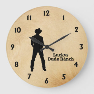 Cowboy Custom Text Large Clock