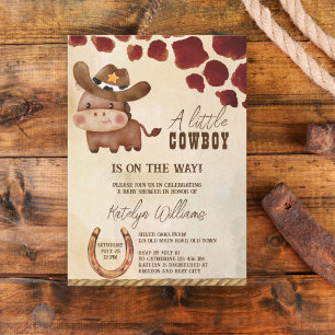 Cowboy cute baby horse western baby shower invitation