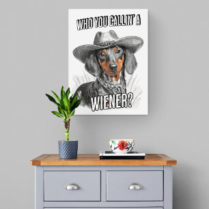 Cowboy Dachshund Dog Funny Wiener Poster