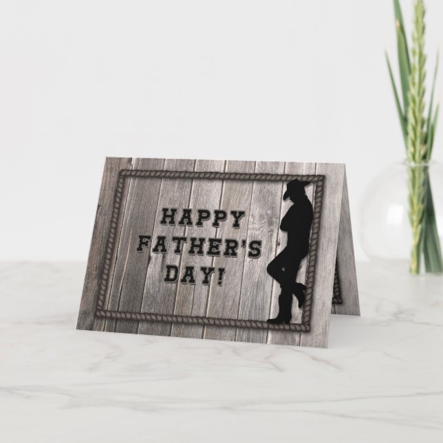 Cowboy Dad, Grey Rope, Western Rustic Father's Day Card (Front)