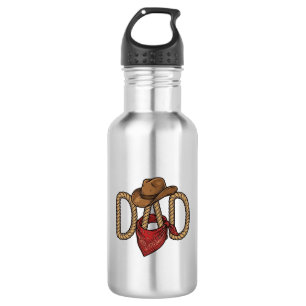 Cowboy Dad Rope Hat Bandanna Vintage Engraving Des 532 Ml Water Bottle