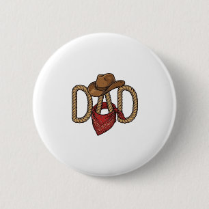 Cowboy Dad Rope Hat Bandanna Vintage Engraving Des 6 Cm Round Badge