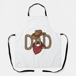 Cowboy Dad Rope Hat Bandanna Vintage Engraving Des Apron