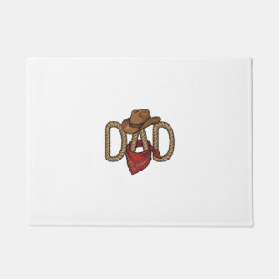 Cowboy Dad Rope Hat Bandanna Vintage Engraving Des Doormat