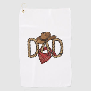 Cowboy Dad Rope Hat Bandanna Vintage Engraving Des Golf Towel