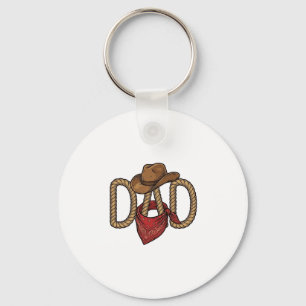 Cowboy Dad Rope Hat Bandanna Vintage Engraving Des Key Ring